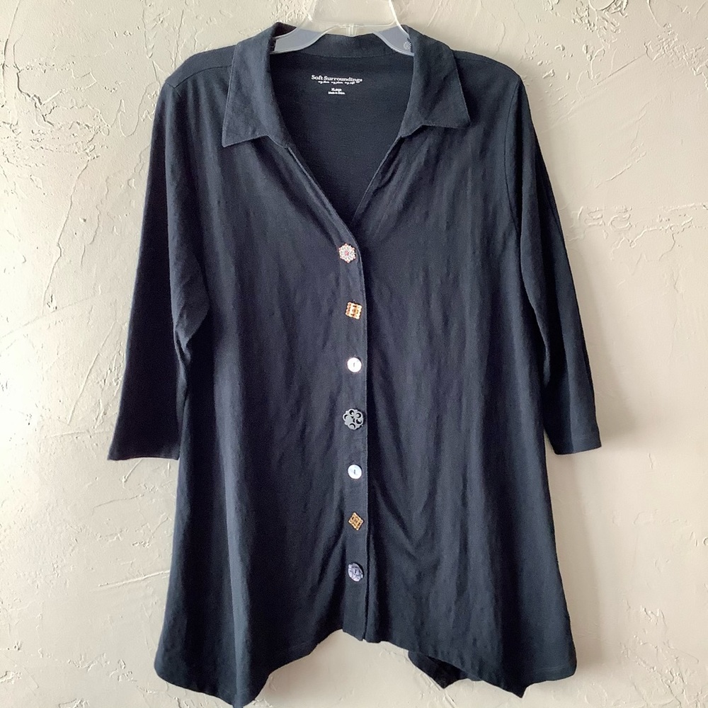 Soft surroundings Danielle multi button tunic top